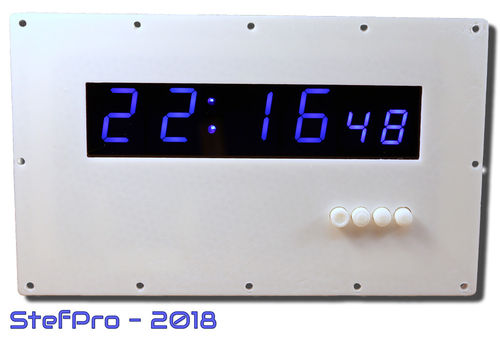 SPDv2233 - DCF Uhr mit blauen Anzeige im gedruckten Einbaugehäuse