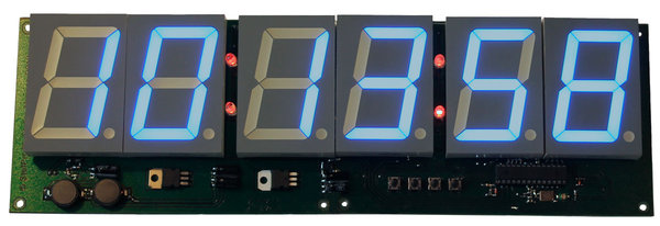 SPO2191.2 Modul ohne Gehäuse mit blauen Anzeigen, mit dargestellter Uhrzeit. Anzeigen größe 6 x 56 mm.\\n\\n19.02.2014 21:04
