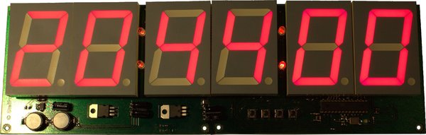 SPO2191.1 Modul ohne Gehäuse mit roten Anzeigen, mit dargestellter Uhrzeit. Anzeigen größe 6 x 56 mm.\\n\\n19.02.2014 21:04